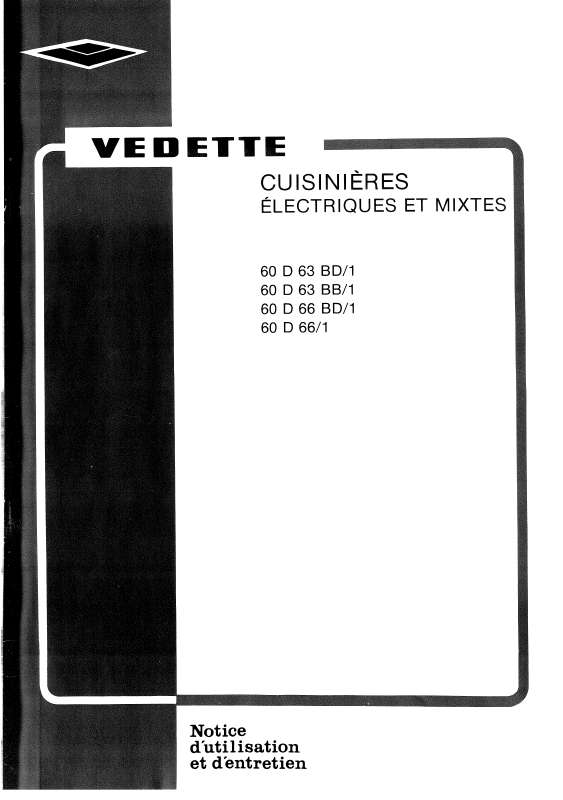 Guide utilisation VEDETTE 60D63BB  de la marque VEDETTE