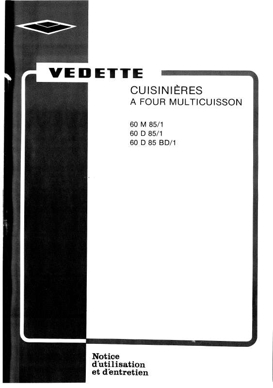 Guide utilisation VEDETTE 60D85  de la marque VEDETTE