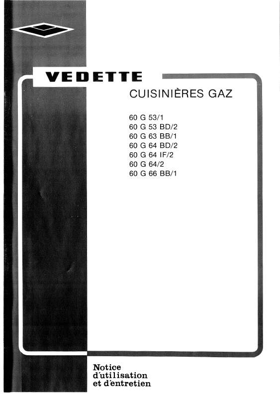 Guide utilisation VEDETTE 60G63BB  de la marque VEDETTE