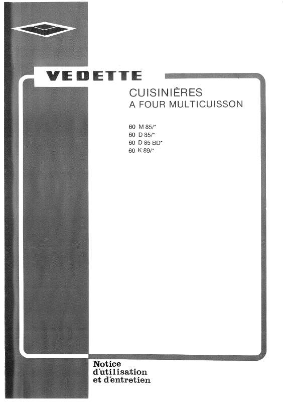 Guide utilisation VEDETTE 60K89  de la marque VEDETTE