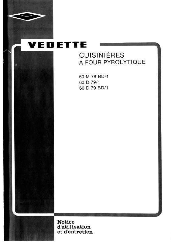 Guide utilisation VEDETTE 60M78BD  de la marque VEDETTE