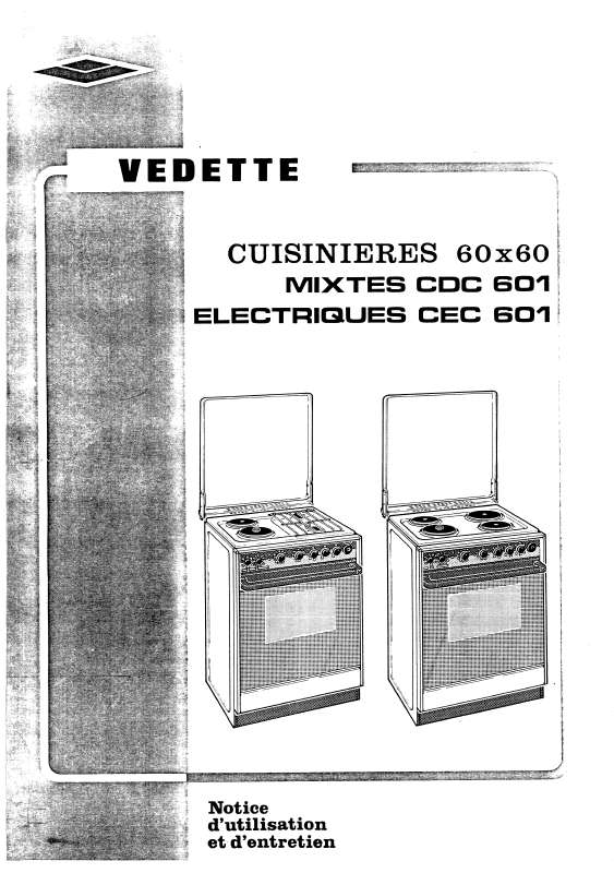 Guide utilisation VEDETTE CEC601  de la marque VEDETTE
