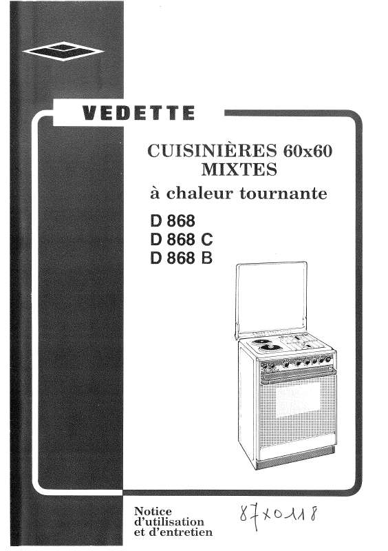 Guide utilisation VEDETTE D868B  de la marque VEDETTE