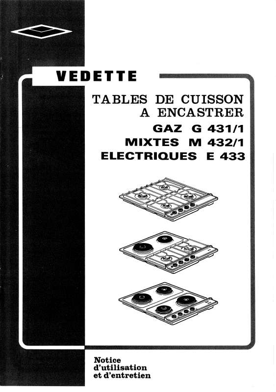 Guide utilisation VEDETTE E433  de la marque VEDETTE