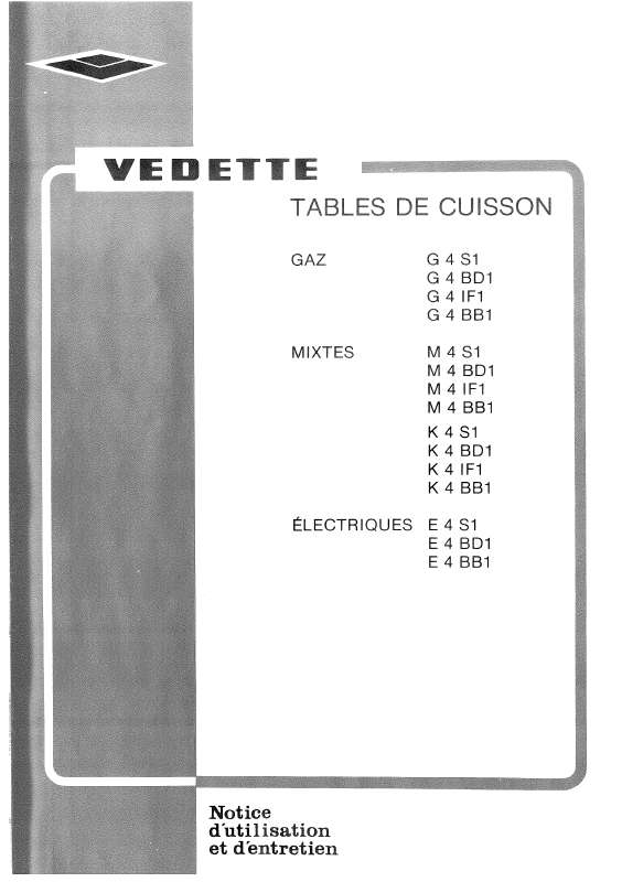 Guide utilisation VEDETTE M4BD de la marque VEDETTE