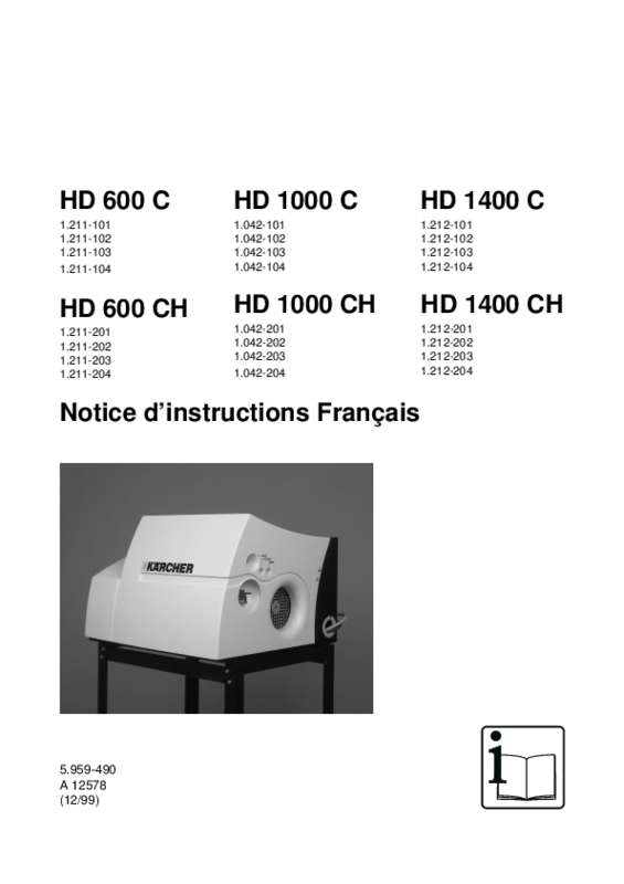 Guide utilisation  KARCHER HD 1000 C  de la marque KARCHER