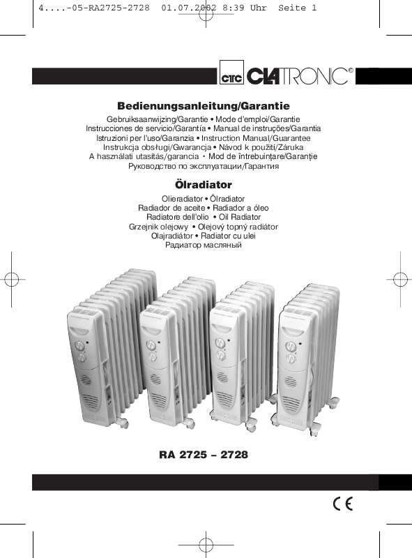 Guide utilisation  CLATRONIC RA 2725  de la marque CLATRONIC