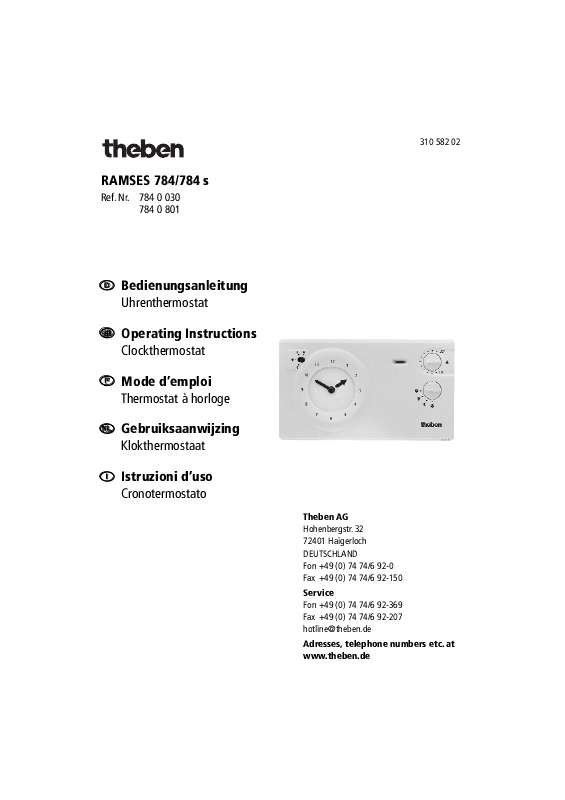 Guide utilisation THEBEN RAMSES 784  de la marque THEBEN