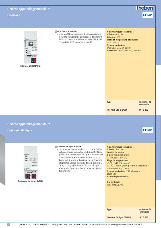 Guide utilisation  THEBEN INTERFACE USB EIB-KNX  de la marque THEBEN