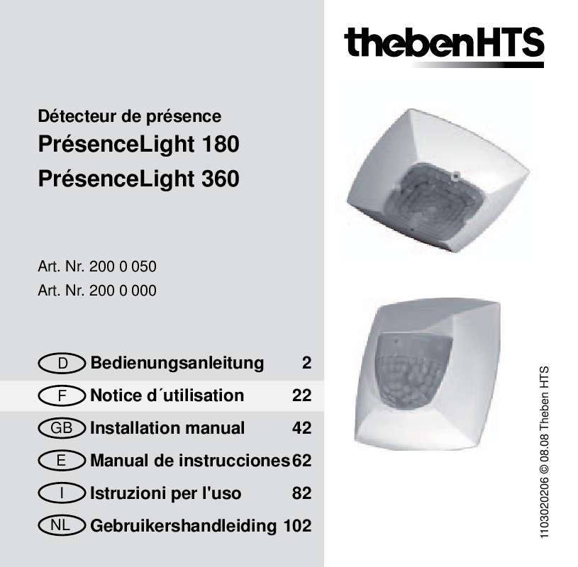 Guide utilisation  THEBEN PRESENCELIGHT 180  de la marque THEBEN