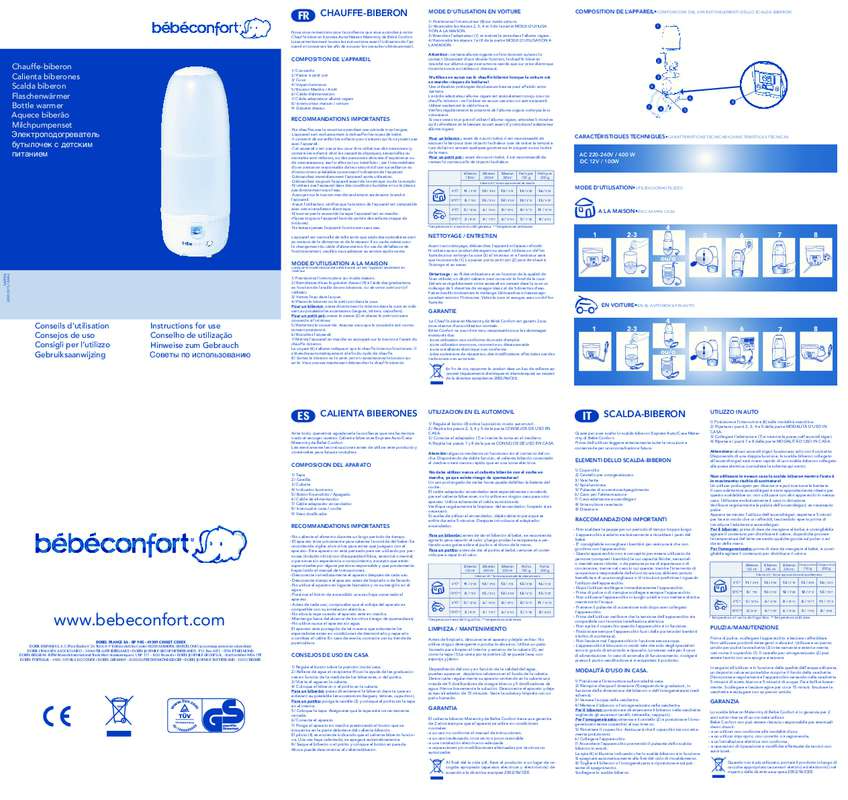 Guide utilisation BEBE CONFORT CHAUFFE-BIBERON ELECTRIQUE EXPRESS  de la marque BEBE CONFORT