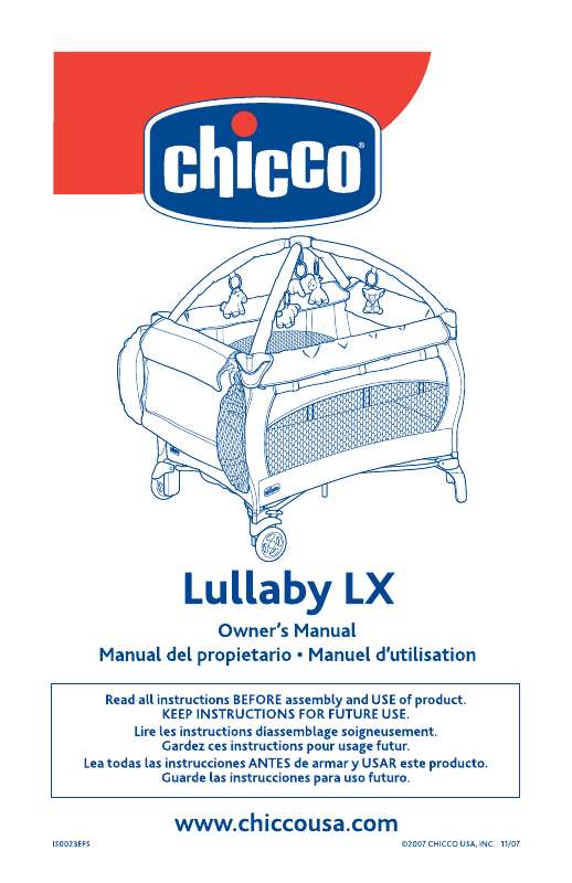 Guide utilisation  CHICCO LULLABY LX  de la marque CHICCO