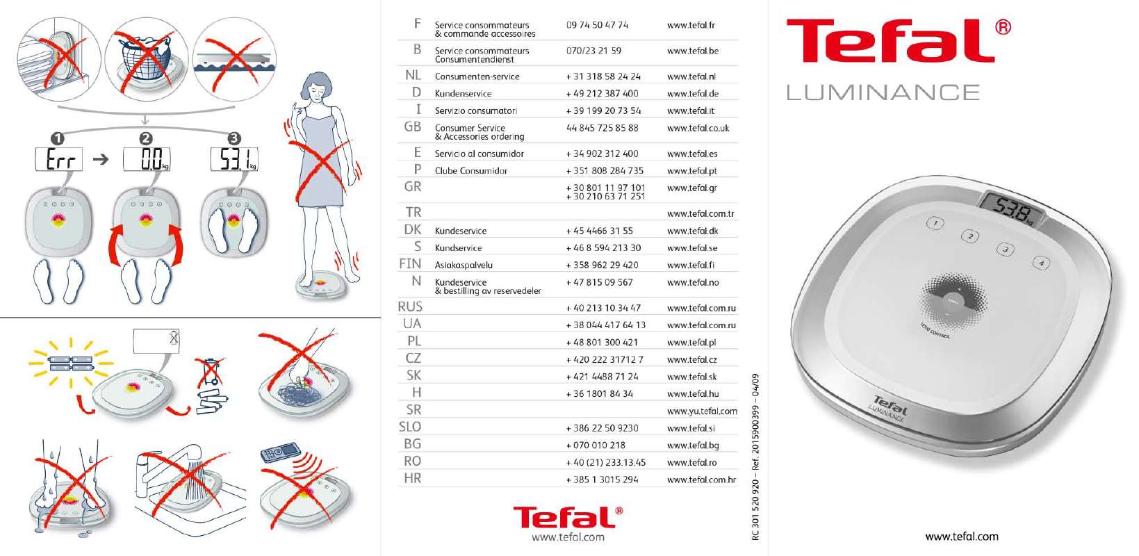 Guide utilisation  TEFAL LUMINANCE  de la marque TEFAL