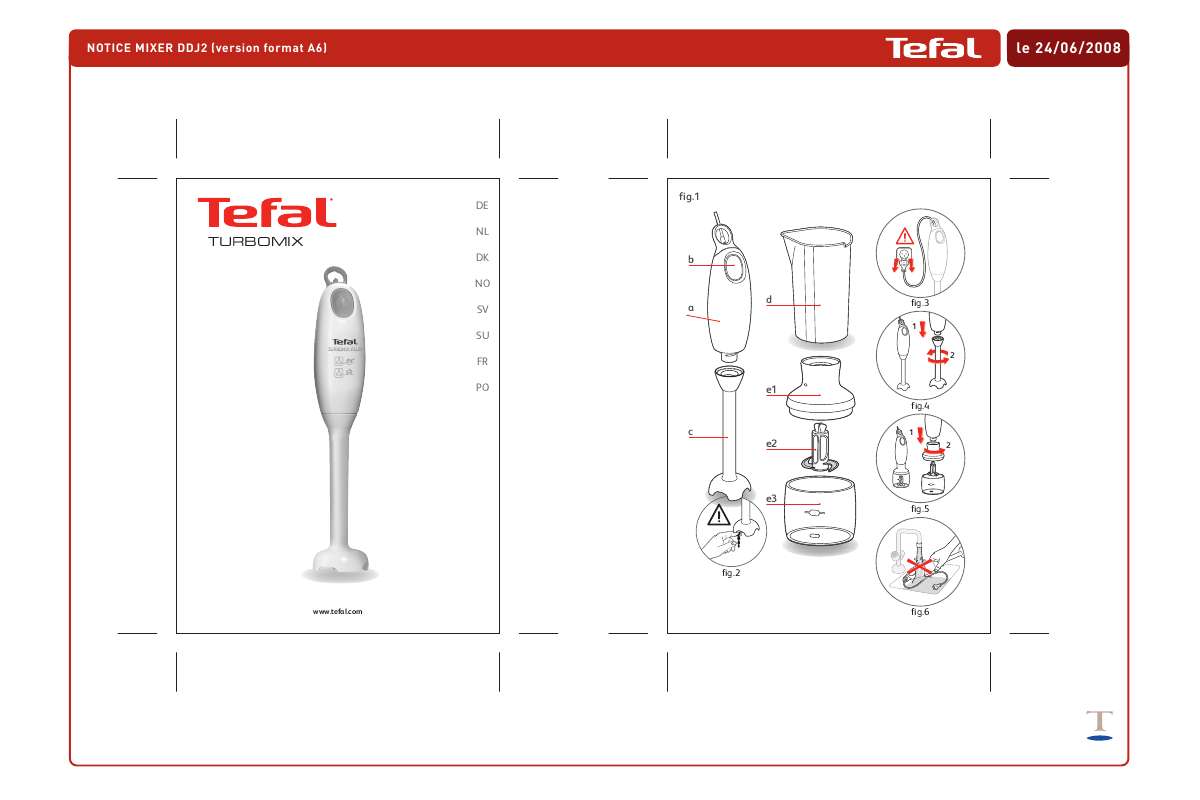 Guide utilisation  TEFAL TURBOMIX  de la marque TEFAL