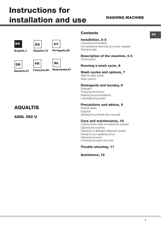 Guide utilisation  HOTPOINT AQ8L 092 U  de la marque HOTPOINT