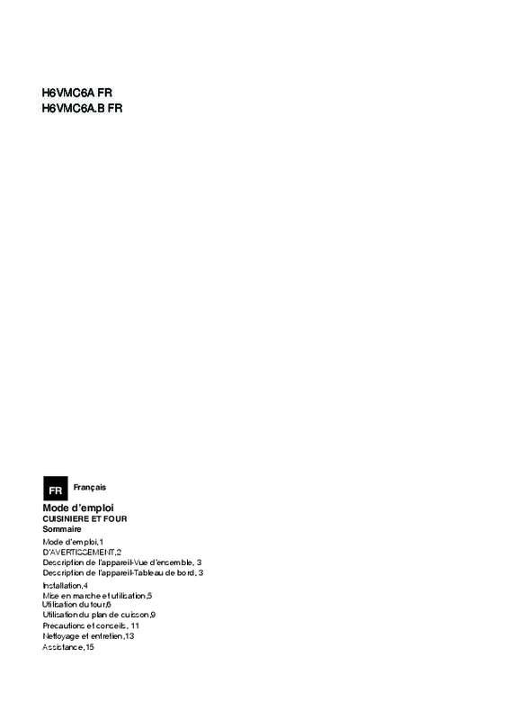 Guide utilisation  HOTPOINT H6VMC6A.B  de la marque HOTPOINT
