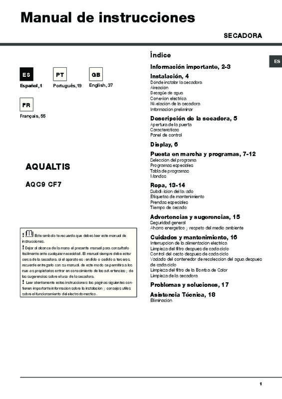 Guide utilisation  HOTPOINT AQC9CF7 T1  de la marque HOTPOINT