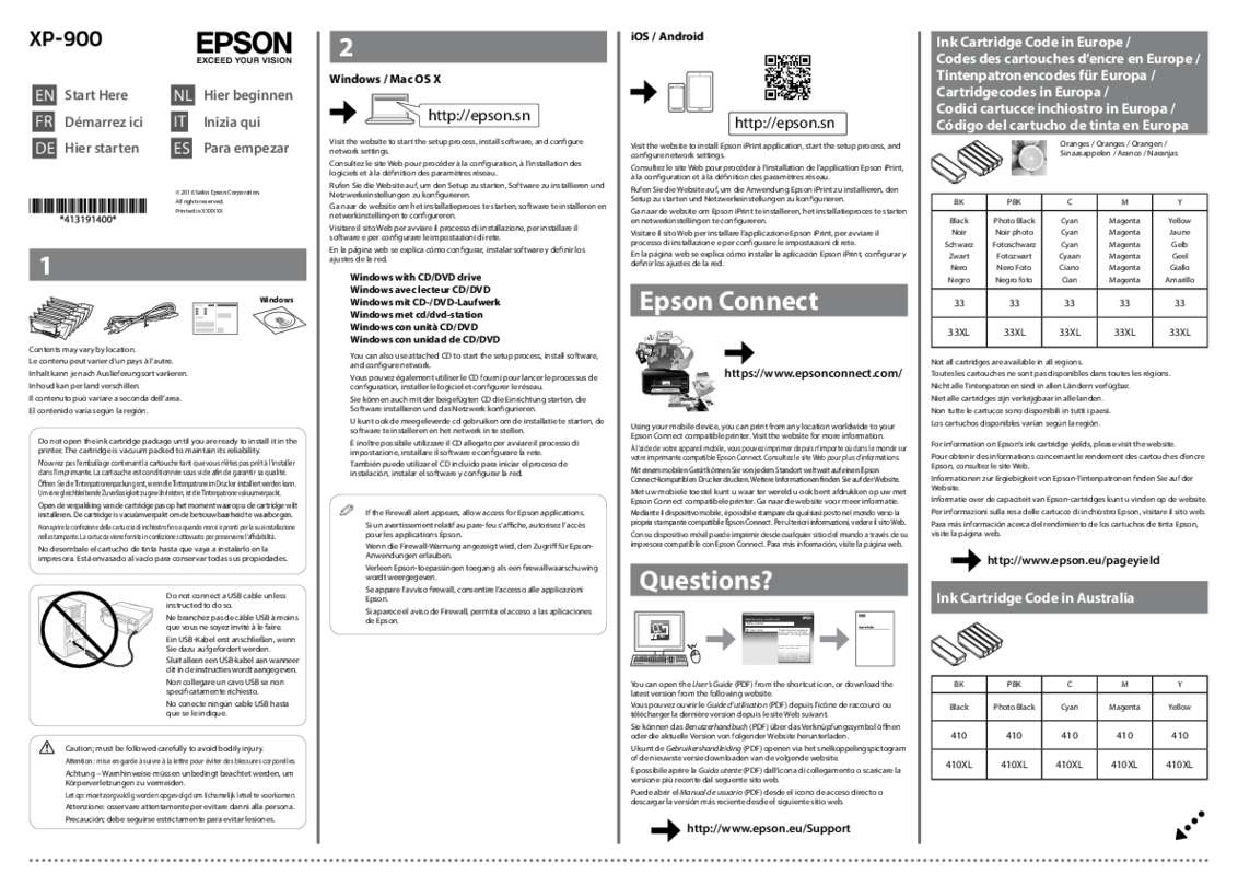 Guide utilisation EPSON XP-900  de la marque EPSON