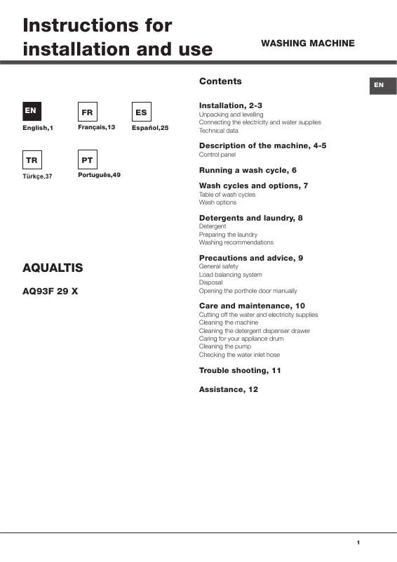 Guide utilisation  HOTPOINT AQ93F 29X EU  de la marque HOTPOINT