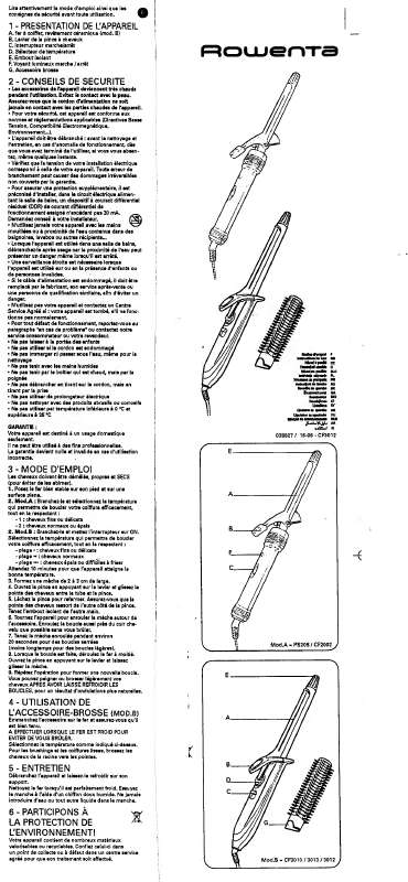 Guide utilisation  CALOR CF 2002  de la marque CALOR