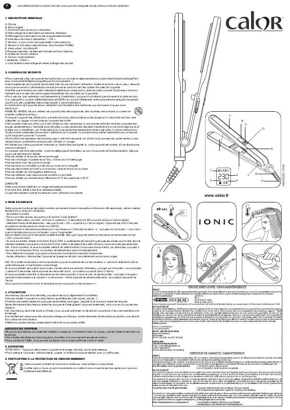 Guide utilisation  CALOR CF 7620  de la marque CALOR
