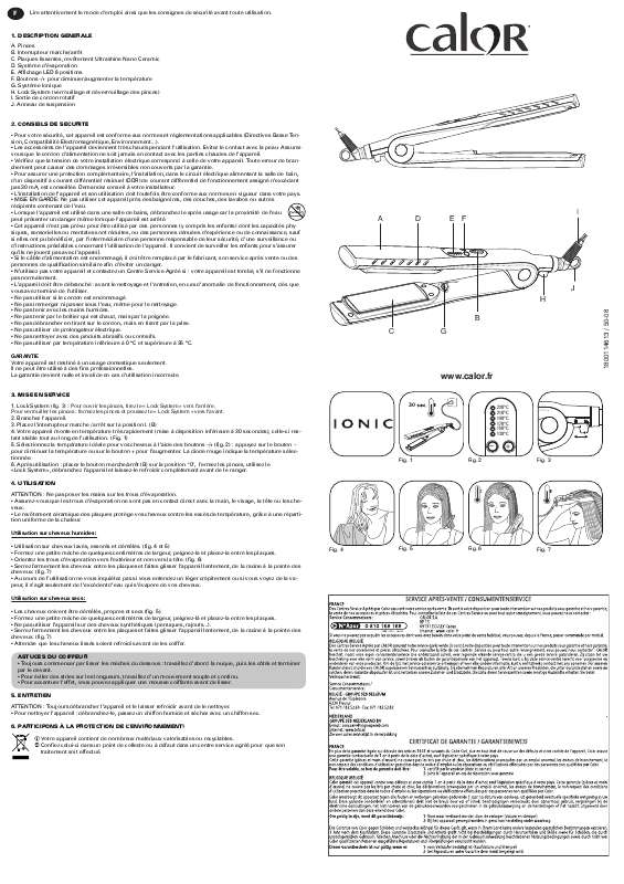 Guide utilisation  CALOR CF7550  de la marque CALOR