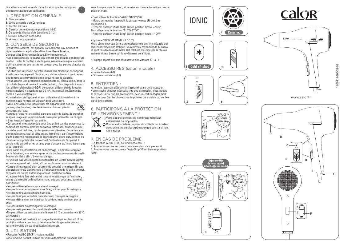 Guide utilisation  CALOR CV 8410  de la marque CALOR