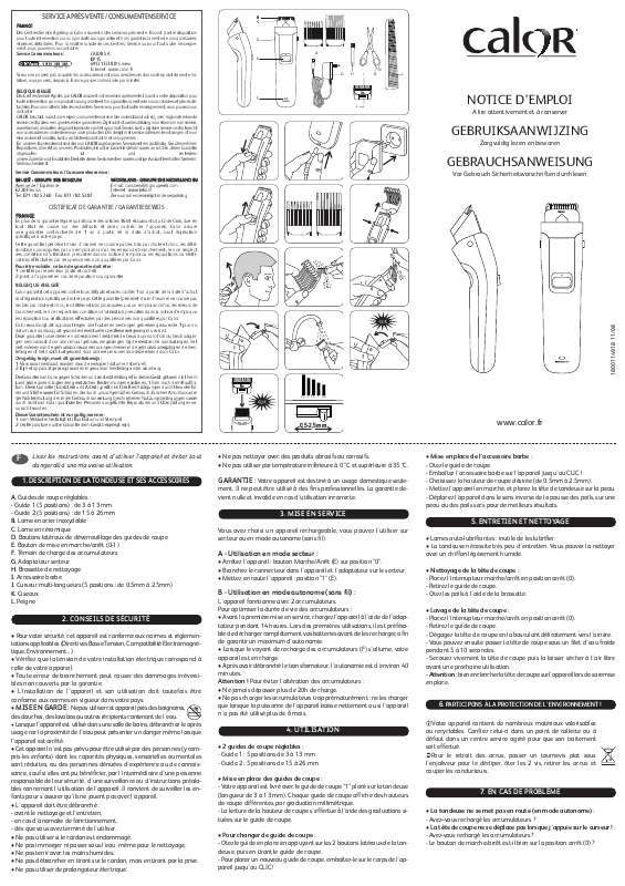 Guide utilisation  CALOR TN 8105  de la marque CALOR