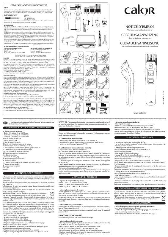 Guide utilisation  CALOR TN 8110  de la marque CALOR