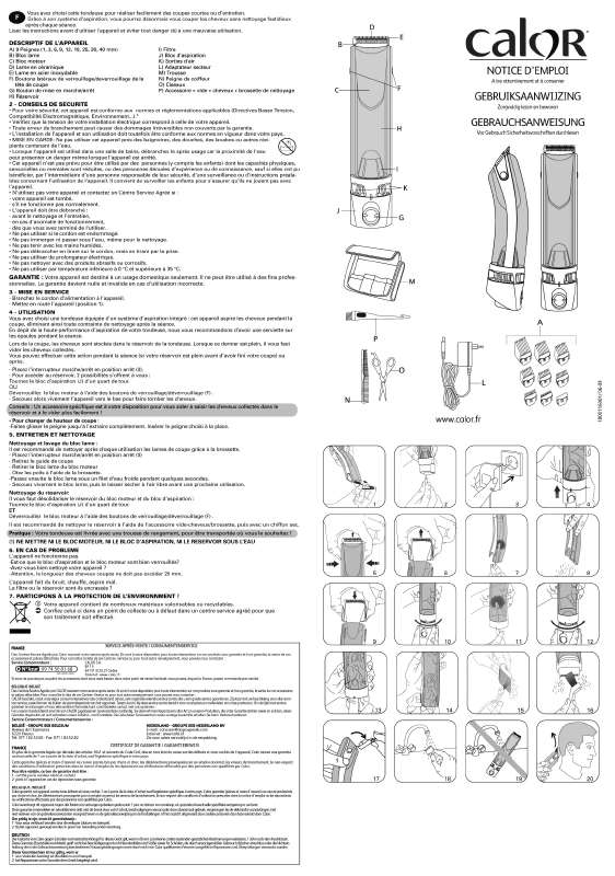 Guide utilisation  CALOR TN 9210  de la marque CALOR