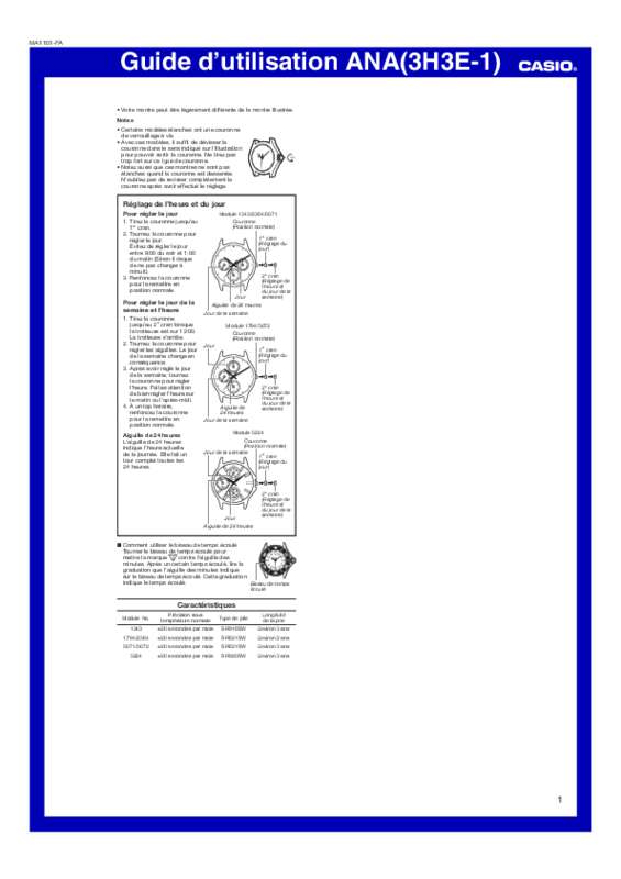 Guide utilisation  CALOR ANA(3H3E-1)  de la marque CALOR