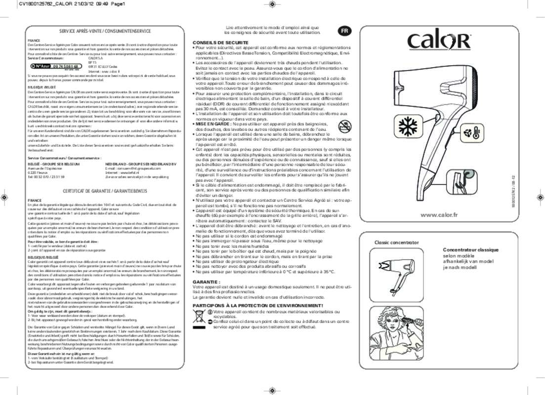 Guide utilisation CALOR CV4332C0  de la marque CALOR