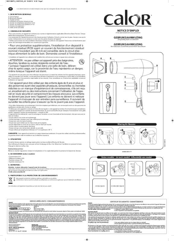 Guide utilisation CALOR CV6070C0 RESPECTISSIM  de la marque CALOR