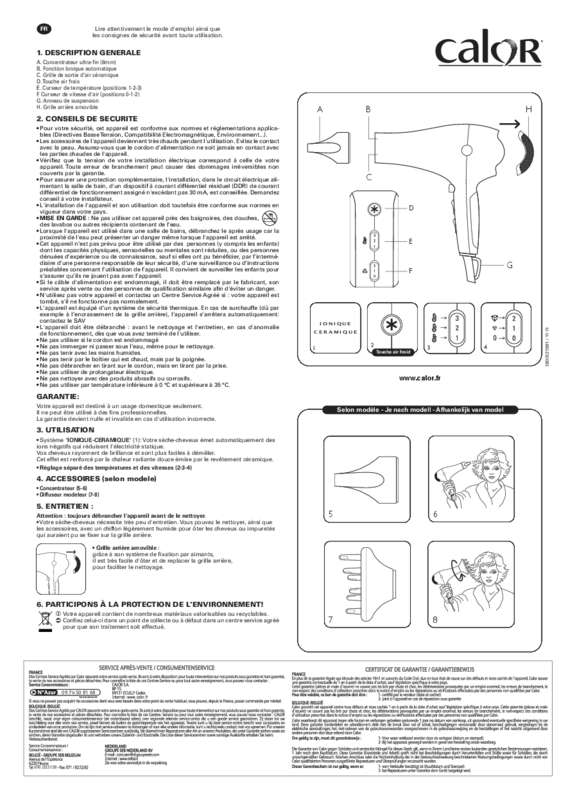 Guide utilisation CALOR CV8652C0  de la marque CALOR