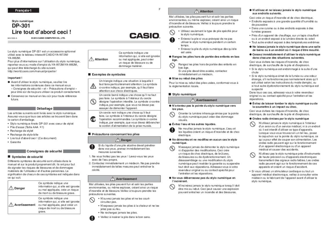 Guide utilisation  CALOR DP-301  de la marque CALOR