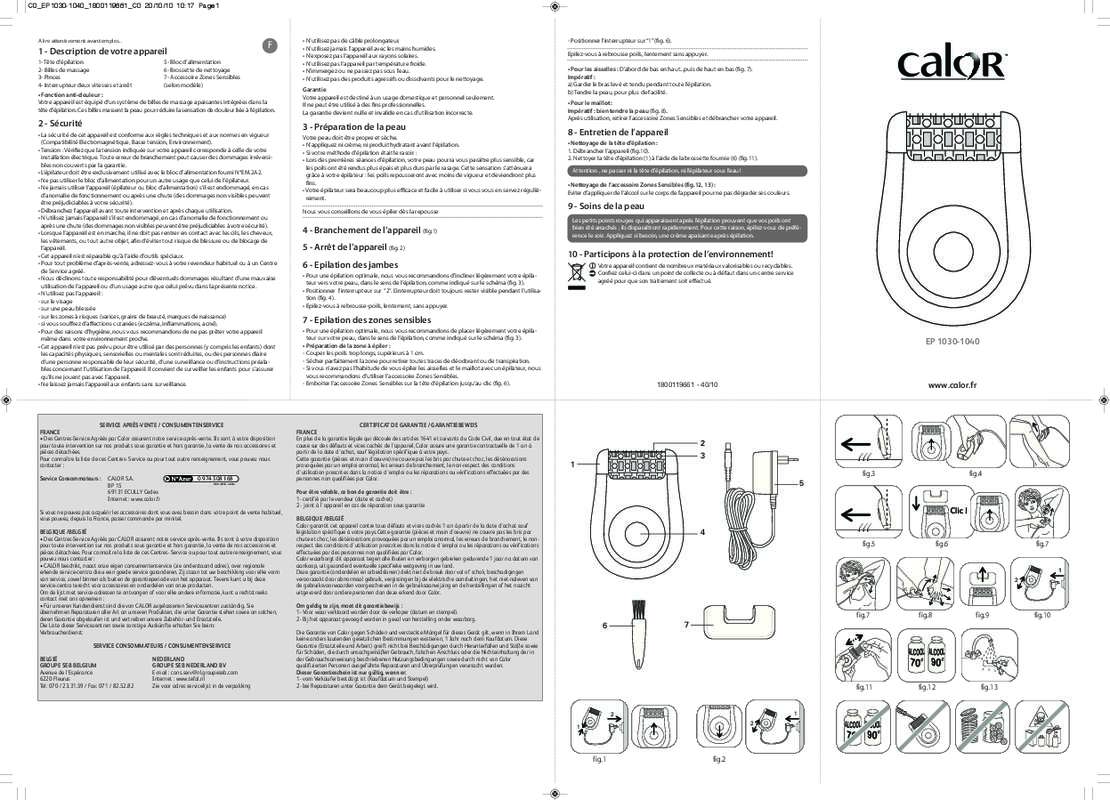 Guide utilisation CALOR EP1037C0  de la marque CALOR