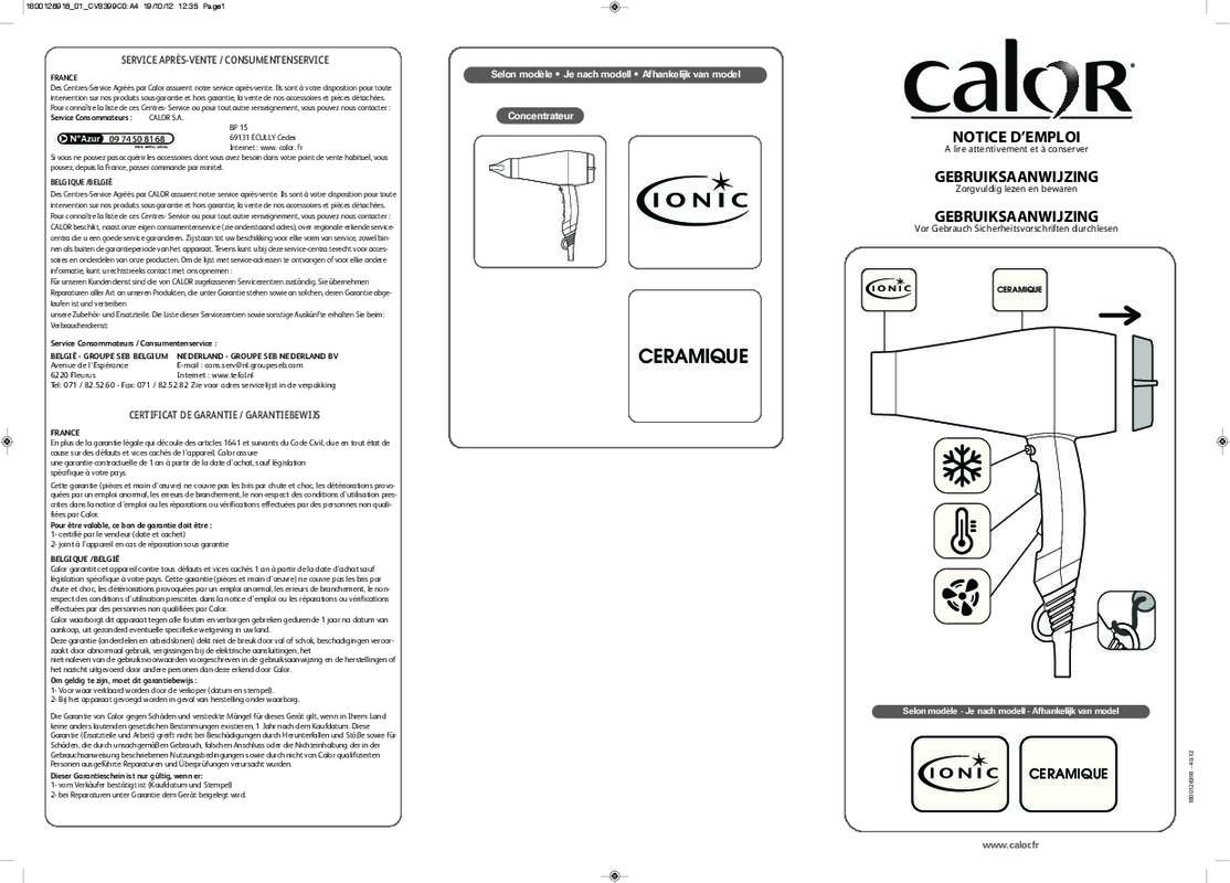 Guide utilisation CALOR SPRAY ELNETT YY1986FF  de la marque CALOR