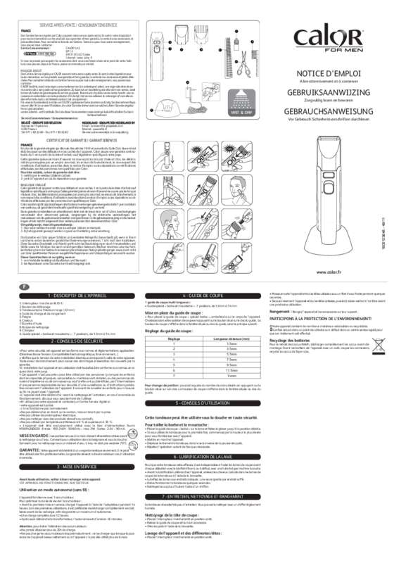 Guide utilisation CALOR TN3310C4 WET ET DRY  de la marque CALOR