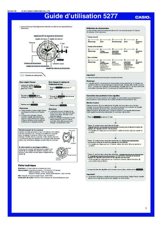Guide utilisation  CALOR 5277  de la marque CALOR