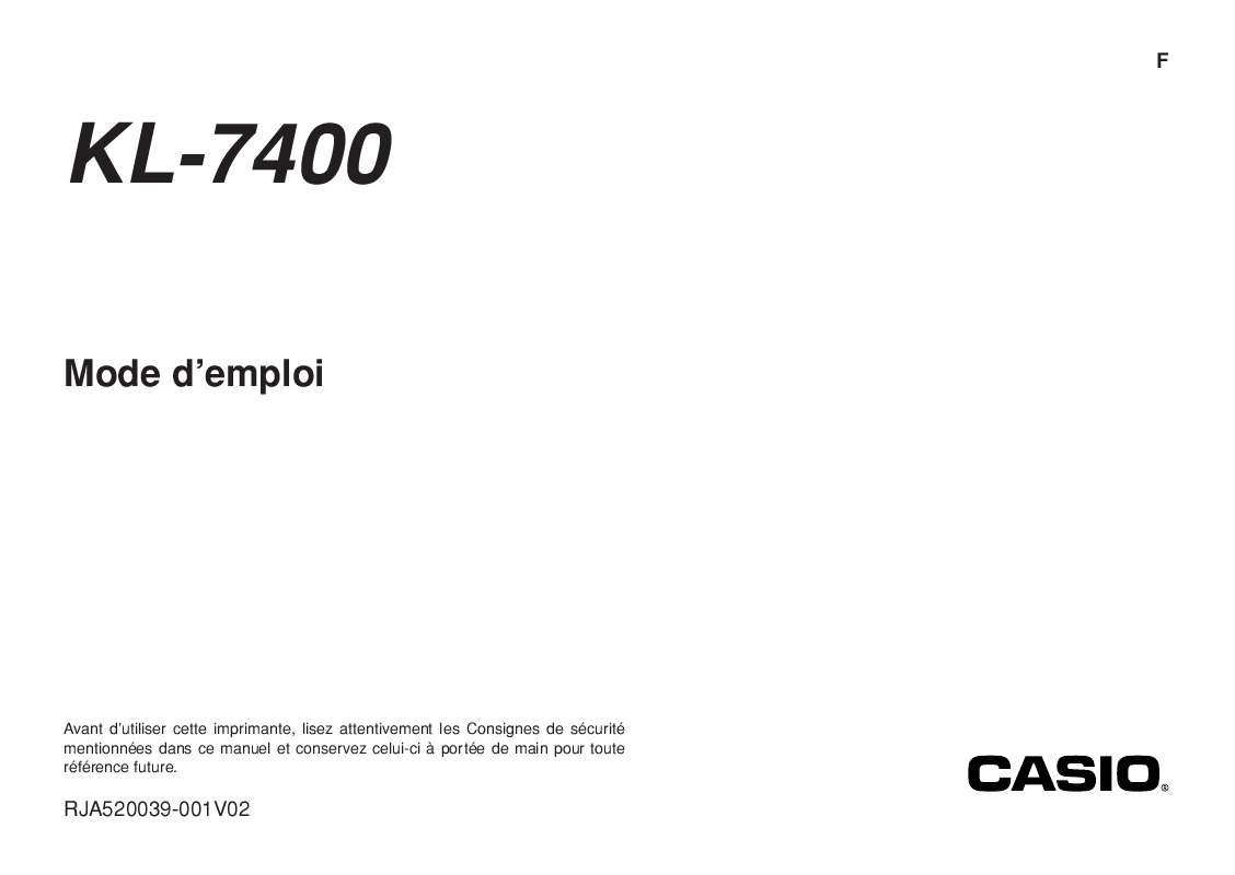 Guide utilisation CASIO KL-7400  de la marque CASIO