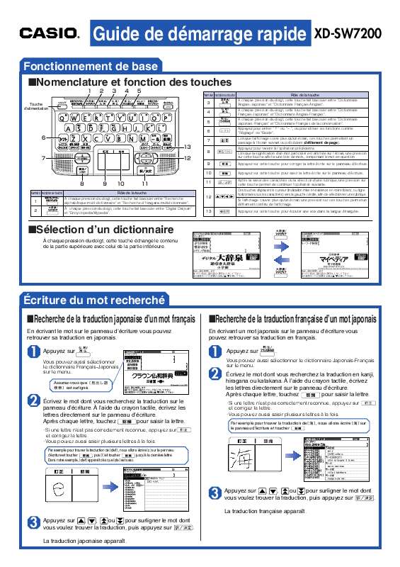 Guide utilisation  CASIO XD-SW7200  de la marque CASIO