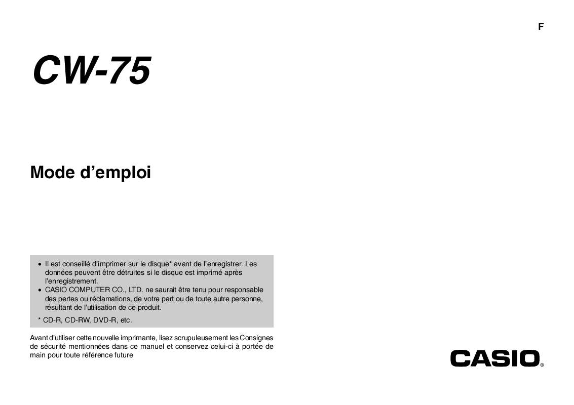 Guide utilisation CASIO CW-75  de la marque CASIO