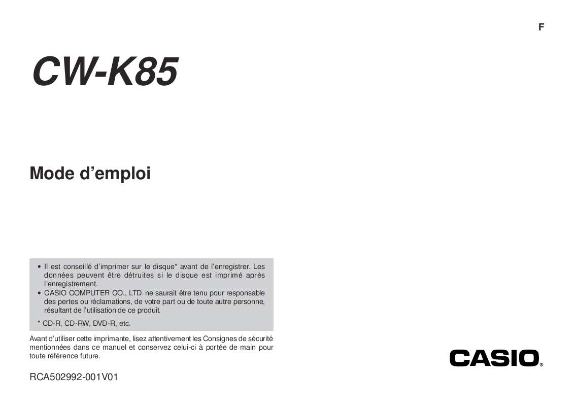 Guide utilisation CASIO CW-K85  de la marque CASIO