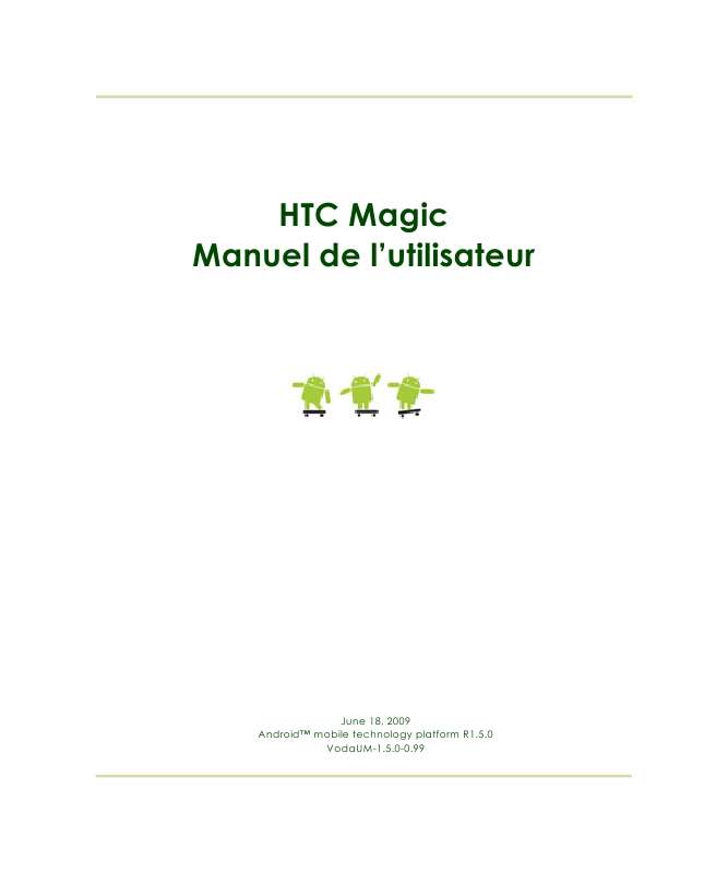 Guide utilisation HTC MAGIC (VODAFONE)  de la marque HTC