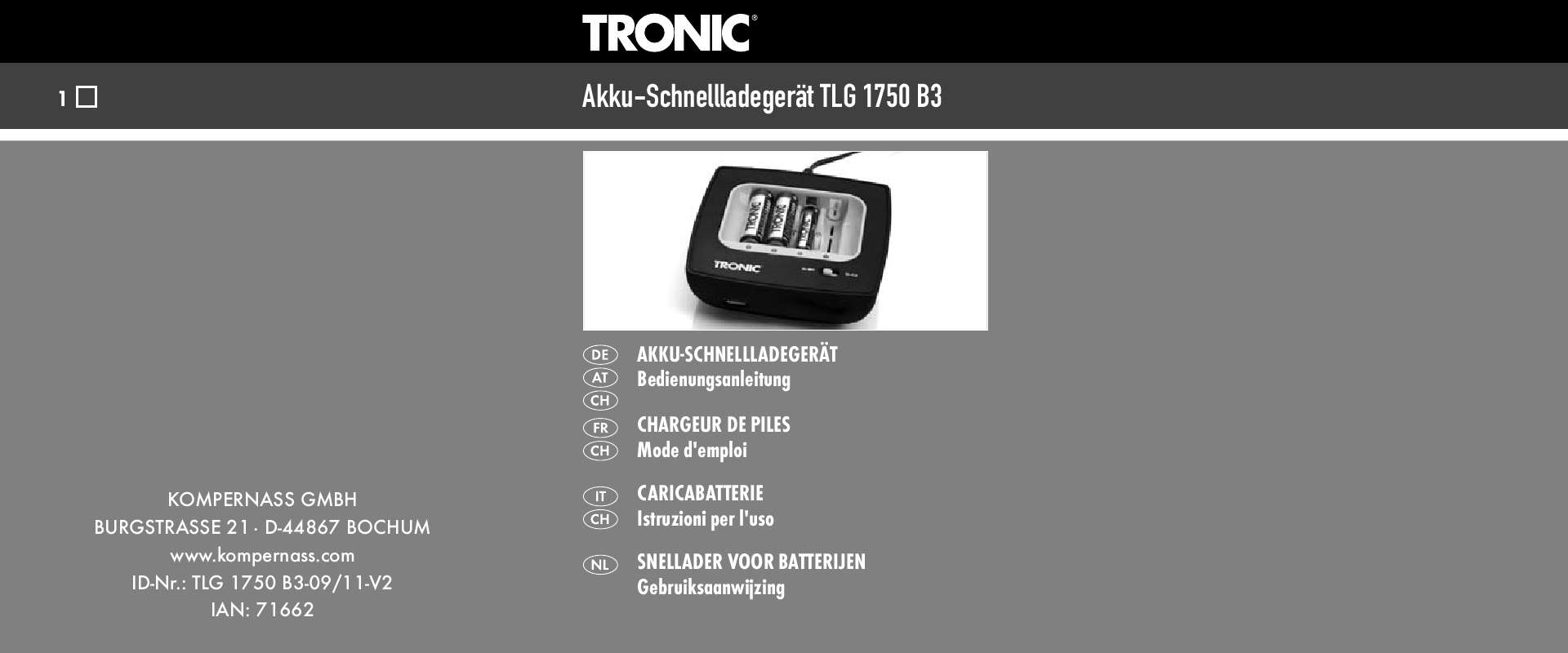 Guide utilisation  TRONIC TLG 1750 B3  de la marque TRONIC
