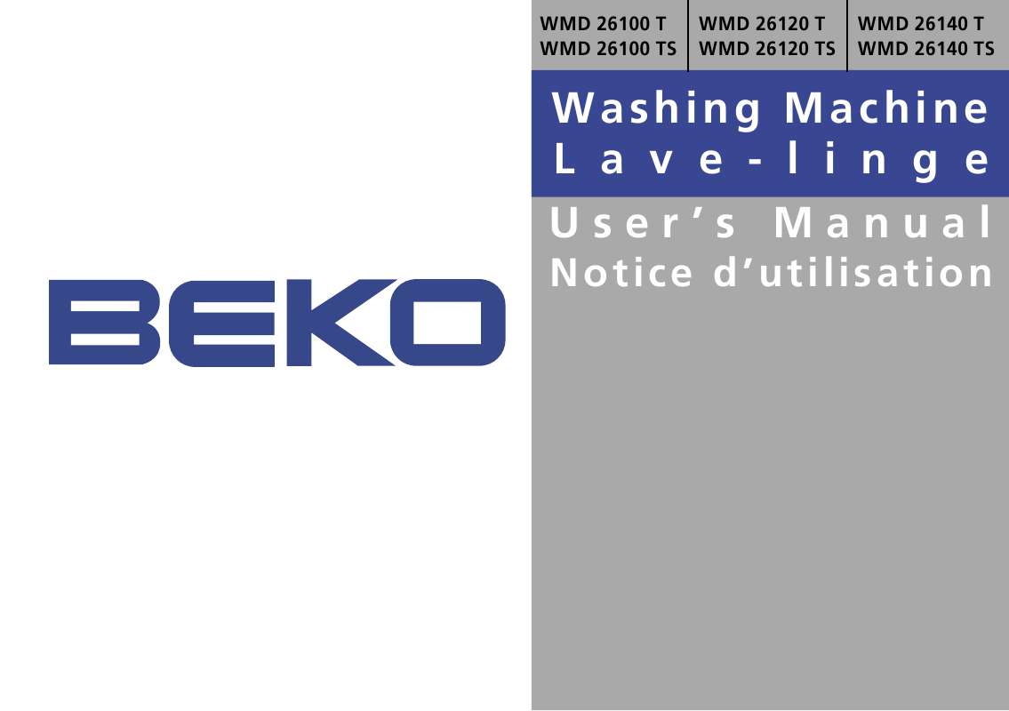 Guide utilisation BEKO WMD 26100 TS de la marque BEKO