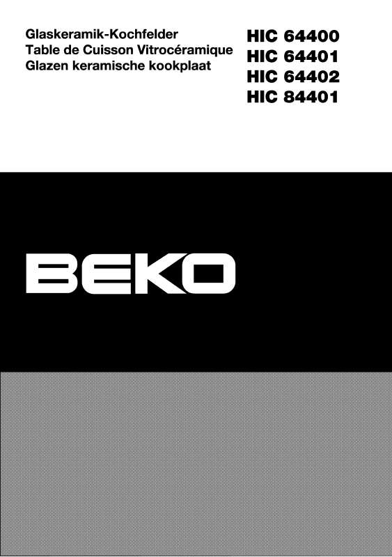 Guide utilisation BEKO HIC 84401 de la marque BEKO