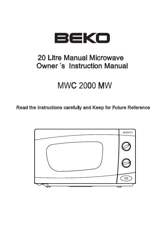 Guide utilisation BEKO MWC 2000 MW de la marque BEKO