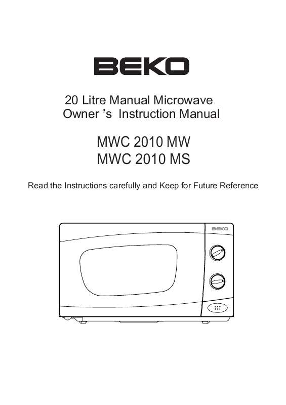 Guide utilisation BEKO MWC 2010 MS de la marque BEKO