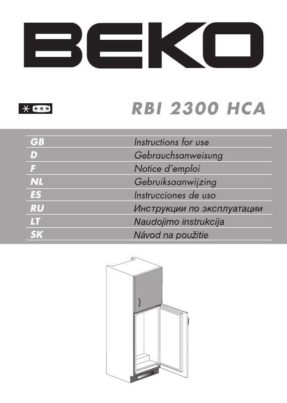 Guide utilisation  BEKO RBI 2300 HCA  de la marque BEKO
